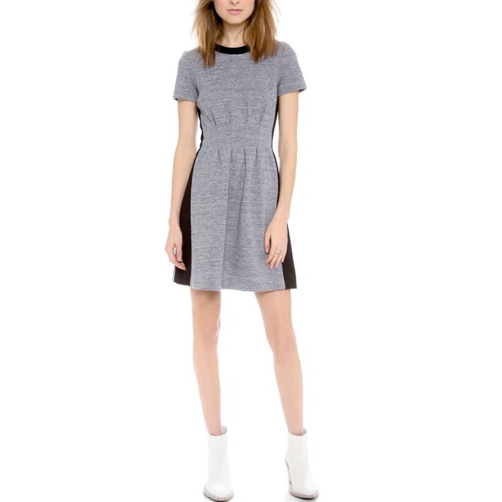 Madewell Parkline Colorblock Dress Short Sleeves Marled Gray Sz 2